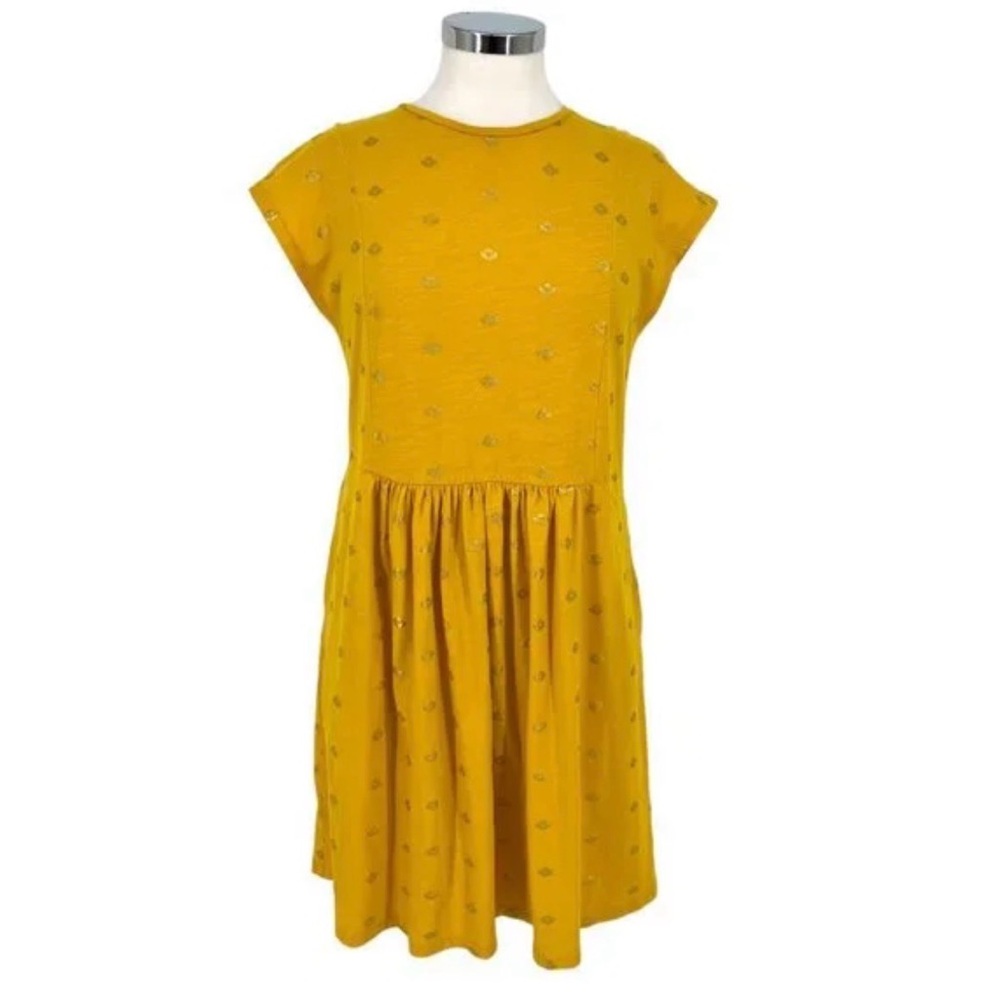 Boden Yellow Jersey T-Shirt Dress With Gold Honeycomb - Women’s US 12R (UK 16R) - Picture 2 of 11